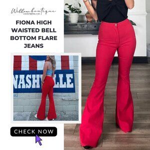 ✨ WILLOW BOUTIQUE | Fiona High Waisted Bell Bottom Flare Jeans